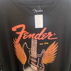 Fender Black Shirt with Red and Yellow Design